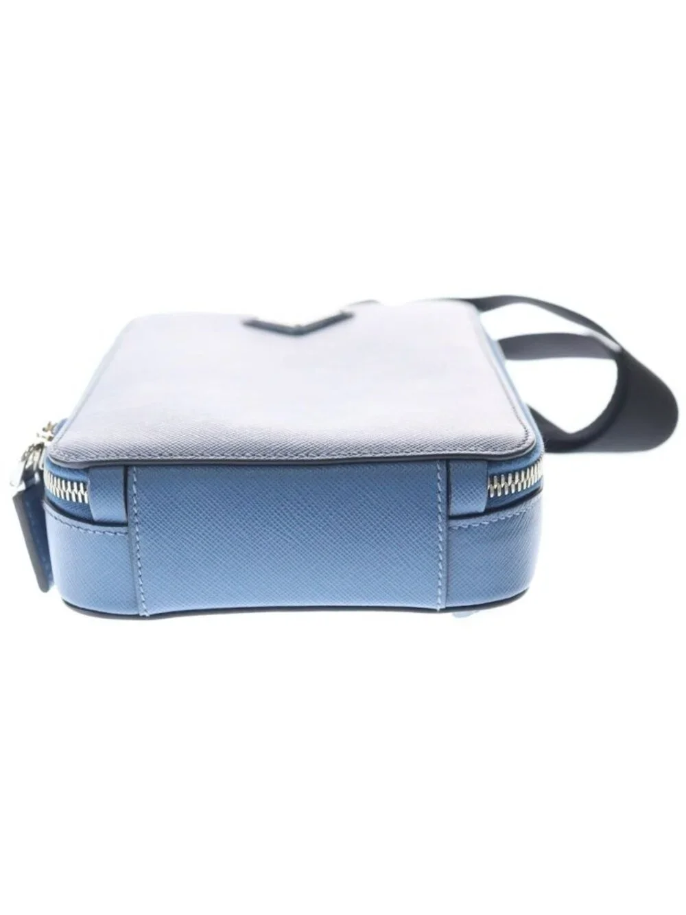 Prada Body Shoulder Bag Light Blue Saffiano 2 Silver